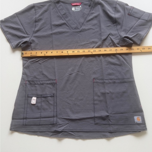 NWT Carhartt Force Scrub Top Womens Large Gray V-Neck Pockets Stretch (G4) - Picture 3 of 10